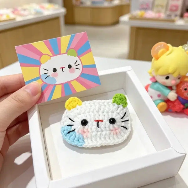[BUNJANG] Handmade Knitted Cat Hair Clip / 손뜨개 귀여운 고양이 뜨개 머리핀 핸드메이드