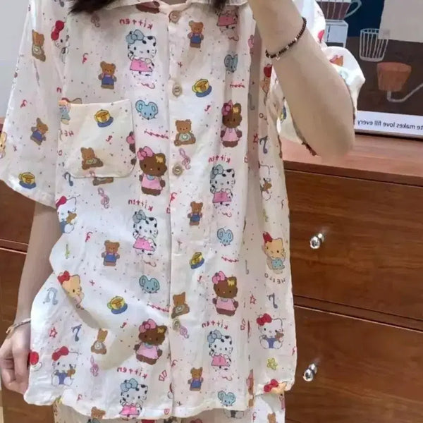[BUNJANG] Hello Kitty Short Sleeve Pajama Set / 헬로키티 반팔 반바지 잠옷세트