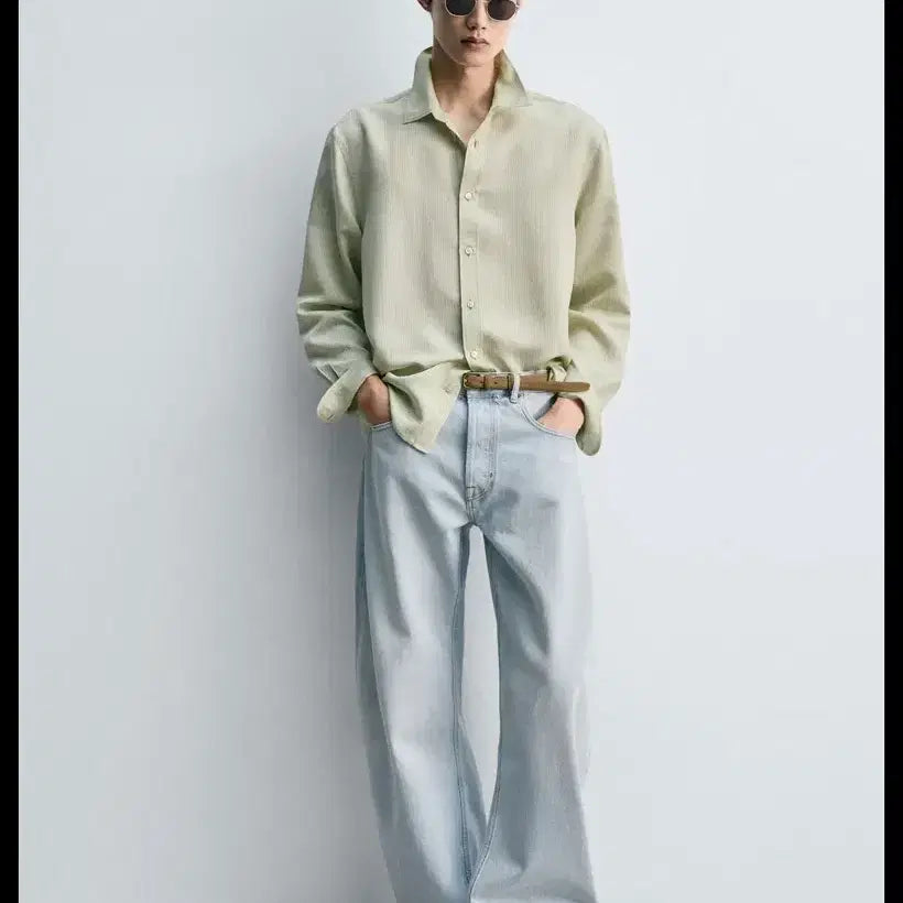 [BUNJANG] ZARA Striped Loose Fit Shirt Light Blue XL / ZARA자라 스트라이프 루즈핏 셔츠 라이트블루 XL(품절상품)