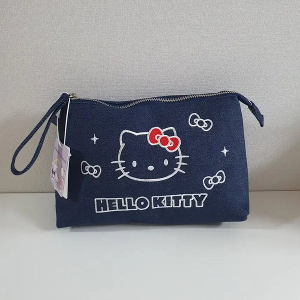 [BUNJANG] Hello Kitty Denim Pouch Clutch Bag / 헬로키티 데님 파우치 클러치백