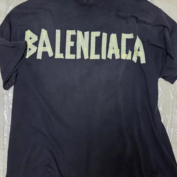 [BUNJANG] Balenciaga Tape Logo T-Shirt Black XL / 발렌시아가 테이프 로고 반팔 티셔츠 블랙 XL