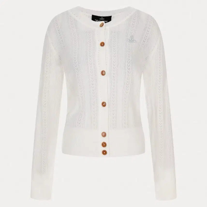 [BUNJANG] Vivienne Westwood Fine Cable Knit Cardigan White XS / 비비안웨스트우드 파인 케이블 니트 가디건 화이트 xs