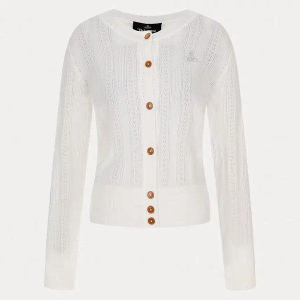 [BUNJANG] Vivienne Westwood Fine Cable Knit Cardigan White XS / 비비안웨스트우드 파인 케이블 니트 가디건 화이트 xs