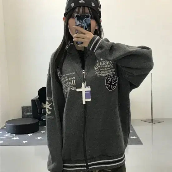 [BUNJANG] Vintage Cotton Blend Zip-Up Jacket / 빈티지 코튼 혼방 집업
