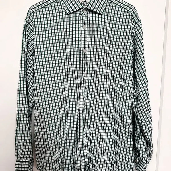 [BUNJANG] Hermes Vintage Checkered Shirt Size 43 / 빈티지 에르메스 체크 셔츠 hermes 43사이즈