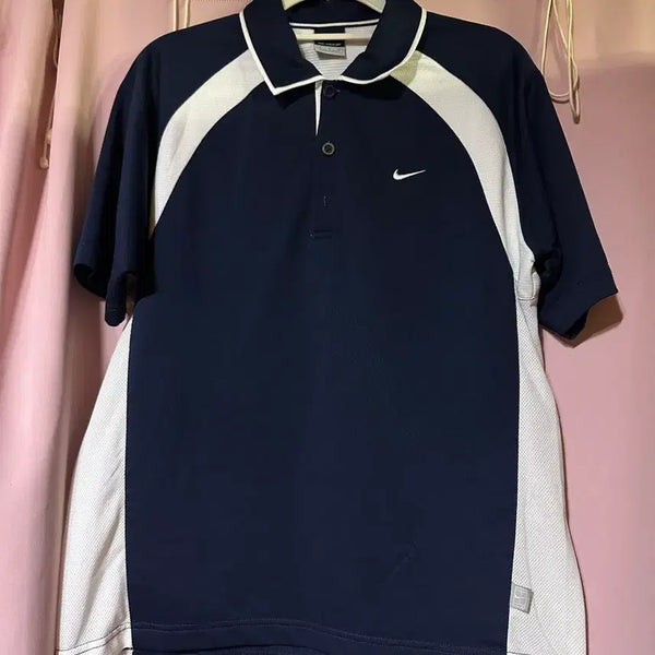 [BUNJANG] Nike Old Skool Sport Collar Short Sleeve T-Shirt Navy / 나이키 올드스쿨 스포츠 카라 반팔티 네이비 나이키반팔 올드스쿨반팔