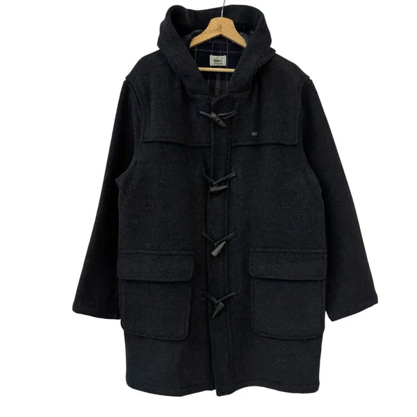 [BUNJANG] Lacoste Gold Logo Wool Duffle Coat Charcoal Size 100 / 라코스테 금장 로고 울 더플 코트 챠콜 100 정품