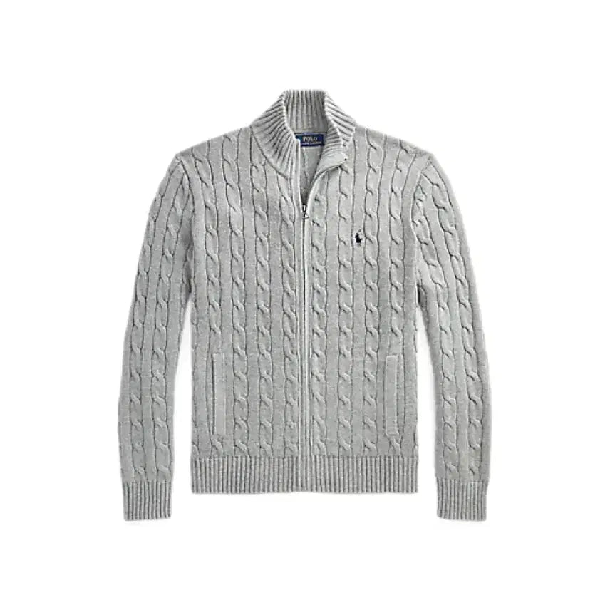 [BUNJANG] Polo Cable Knit Full Zip-Up Sweater / [XL] 폴로 케이블 꽈배기 니트 풀 집업