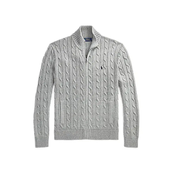 [BUNJANG] Polo Cable Knit Full Zip-Up Sweater / [XL] 폴로 케이블 꽈배기 니트 풀 집업