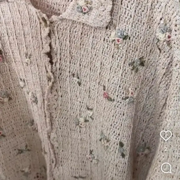 [BUNJANG] Vintage Embroidered Cotton Linen Cardigan / 빈티지 면린넨 자수가디건
