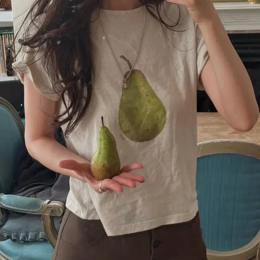 [BUNJANG] Pleats 'Western Pear' Short Sleeve T-Shirt / 플레따 서양배 반팔 티셔츠