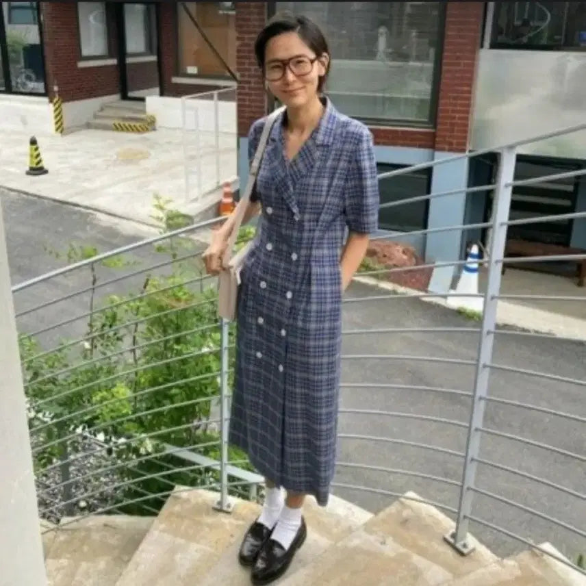 [BUNJANG] Dunst Check Double Jacket Dress / 던스트 체크 더블 자켓 드레스 김나영 원피스 S