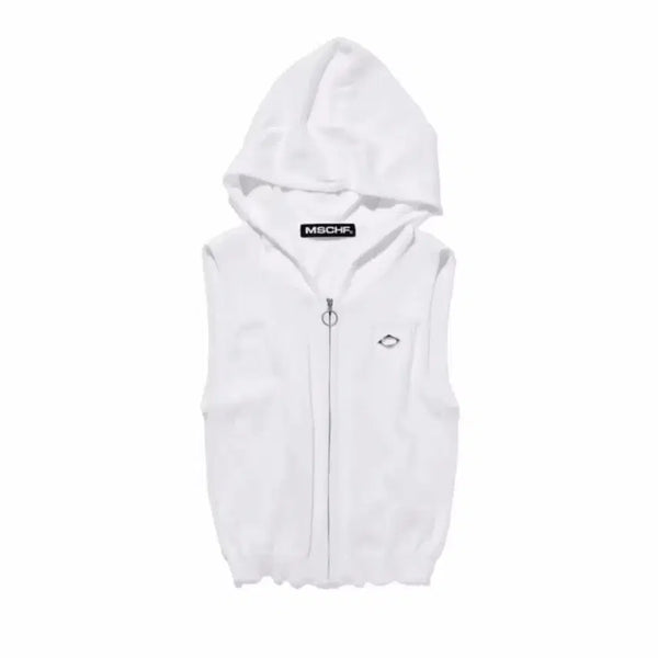 [BUNJANG] Mischief Rhombus Hood Sleeveless White S / 미스치프 롬버스 후드 나시 슬리브리스 화이트 S