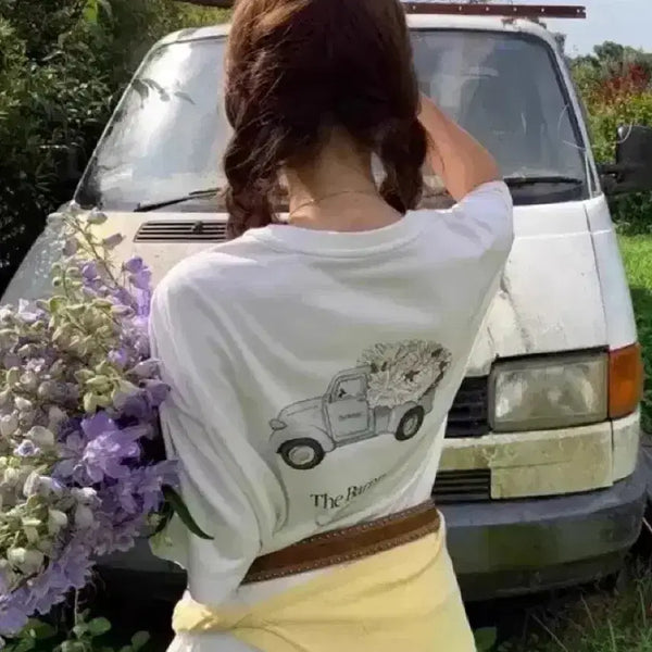 [BUNJANG] The Barnet Flower Car Short Sleeve T-Shirt / 더바넷 플라워 카 반팔 티셔츠