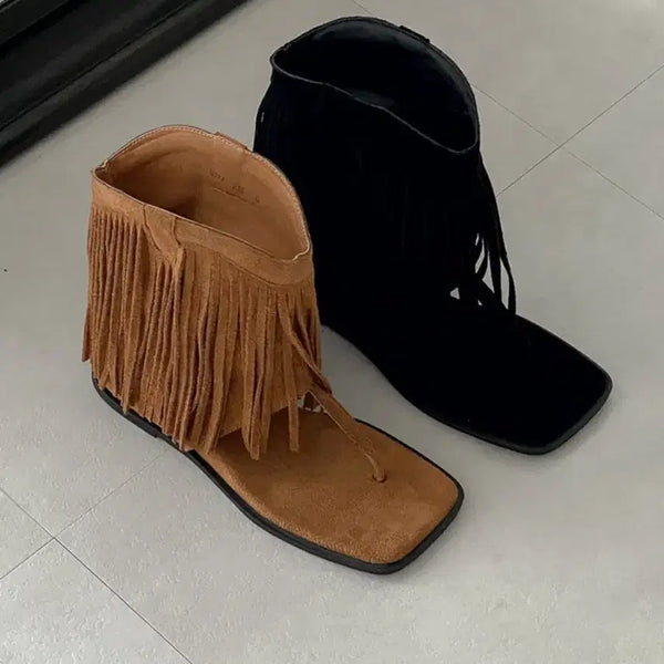 [BUNJANG] Vintage Fringe Suede Boots / <새상품> 빈티지 쪼리 부츠 2color