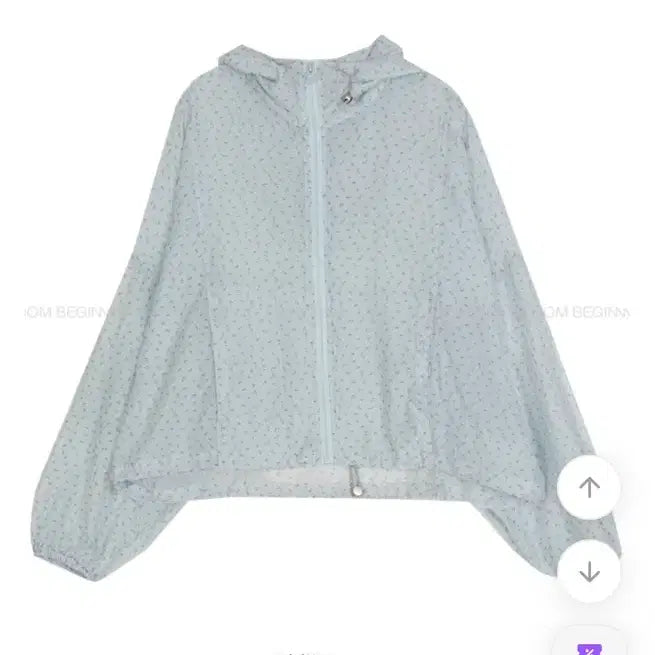 [BUNJANG] From Beginning Notte Flower Windbreaker Jumper Sky Blue / 프롬비기닝 노티 플라워 윈드브레이커점퍼 스카이블루