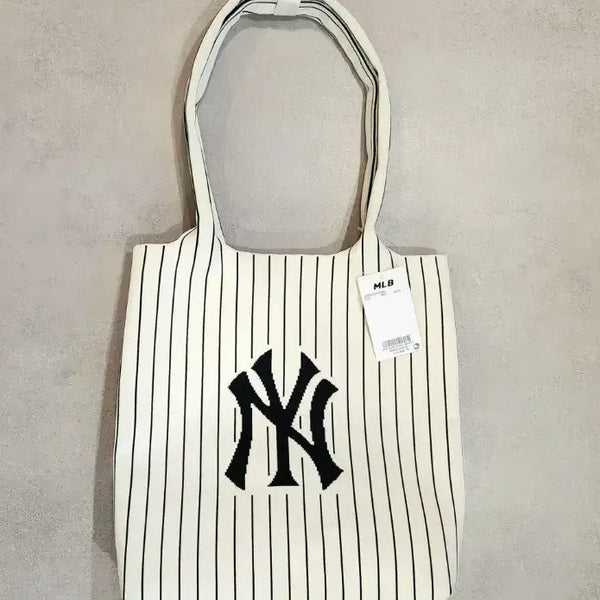 [BUNJANG] MLB Big Logo NY Knit Tote Bag / (새상품) 엠엘비 MLB 빅로고 NY 니트 토트백 가방
