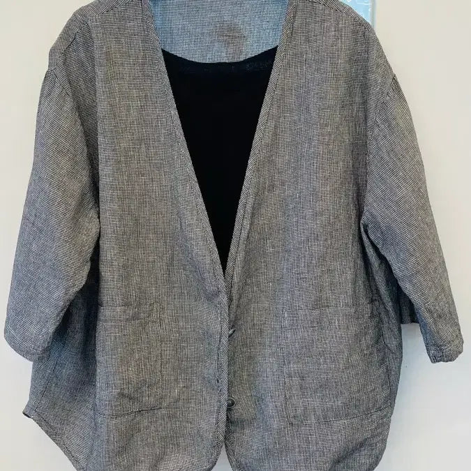 [BUNJANG] Gray Fine Check Jacket / 그레이 잔체크 자켓