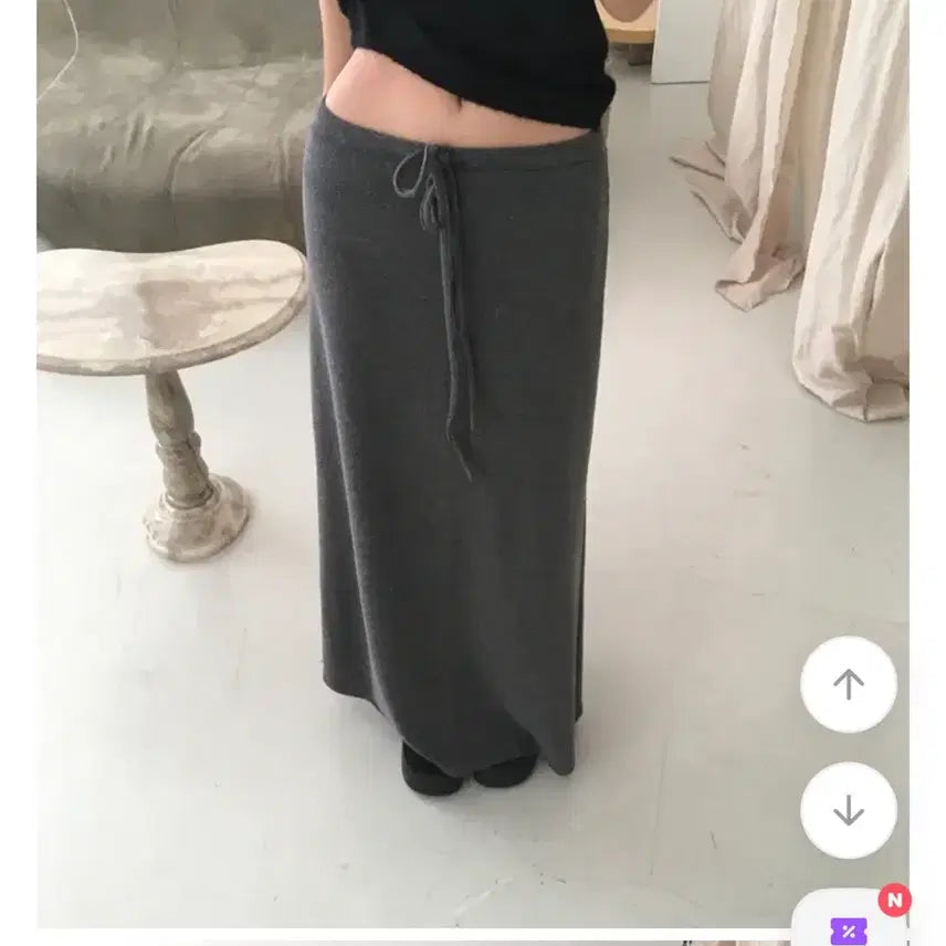 [BUNJANG] Charcoal Ribbed Knit Long Skirt / 챠콜 골지롱스커트 정가4만원