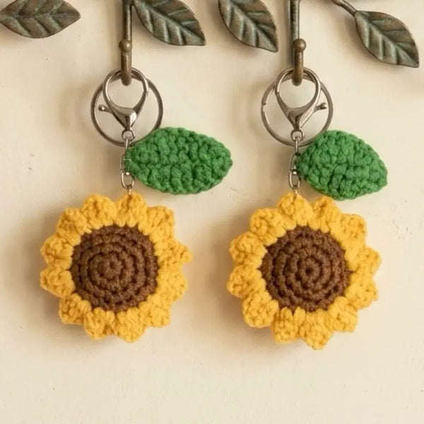 [BUNJANG] Handmade Crochet Sunflower Keychain Bundle Set / 2개일괄)핸드메이드 뜨개 해바라기 키링