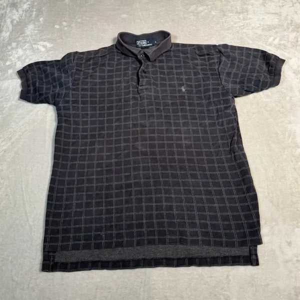 [BUNJANG] Polo Ralph Lauren Black Check Short Sleeve Polo Shirt / 폴로 랄프로렌 블랙 체크 반팔 카라티 (피케 셔츠)