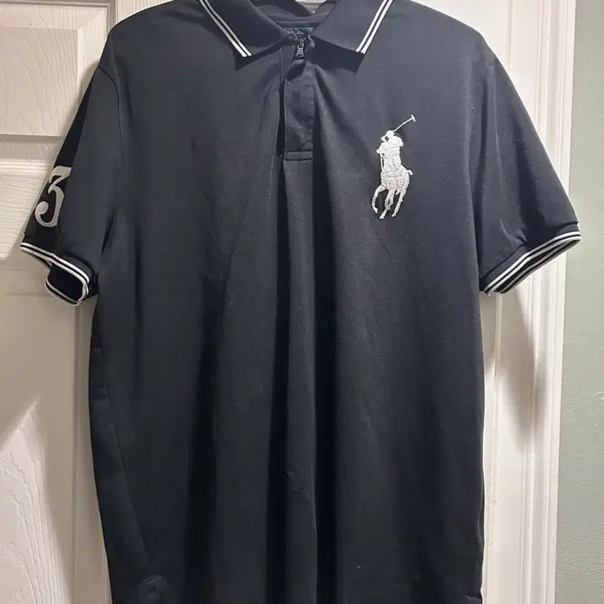 [BUNJANG] Polo Ralph Lauren Custom Slim Fit Big Pony 1/4 Zip Pique Short Sleeve T-Shirt / 폴로 랄프로렌 커스텀 슬림 핏 빅포니 1/4 지퍼 피케 반팔 티셔츠