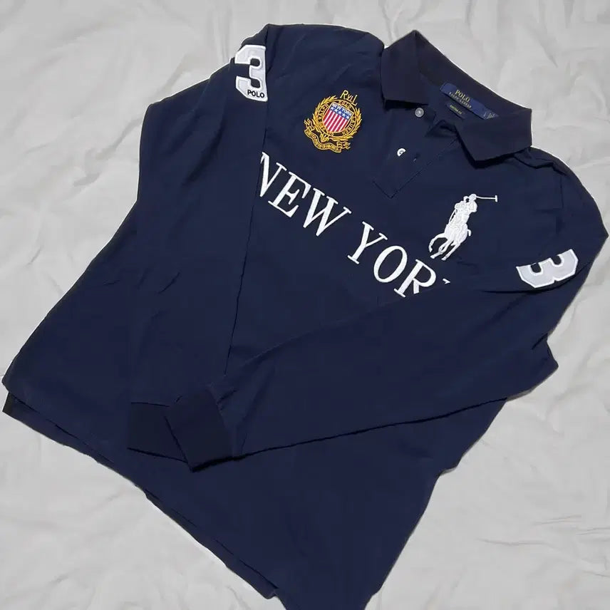 [BUNJANG] Polo Ralph Lauren New York Big Pony Multi Embroidery Long Sleeve Shirt / 폴로 랄프로렌 NEW YORK 빅포니 멀티 자수 긴팔티