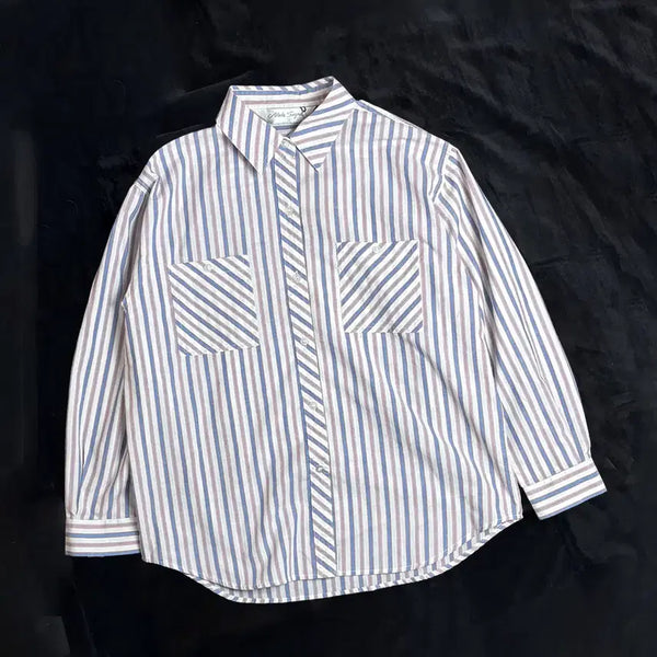 [BUNJANG] Japanese Vintage 3-Color Stripe Shirt / 일본빈티지 3컬러 스트라이프 셔츠