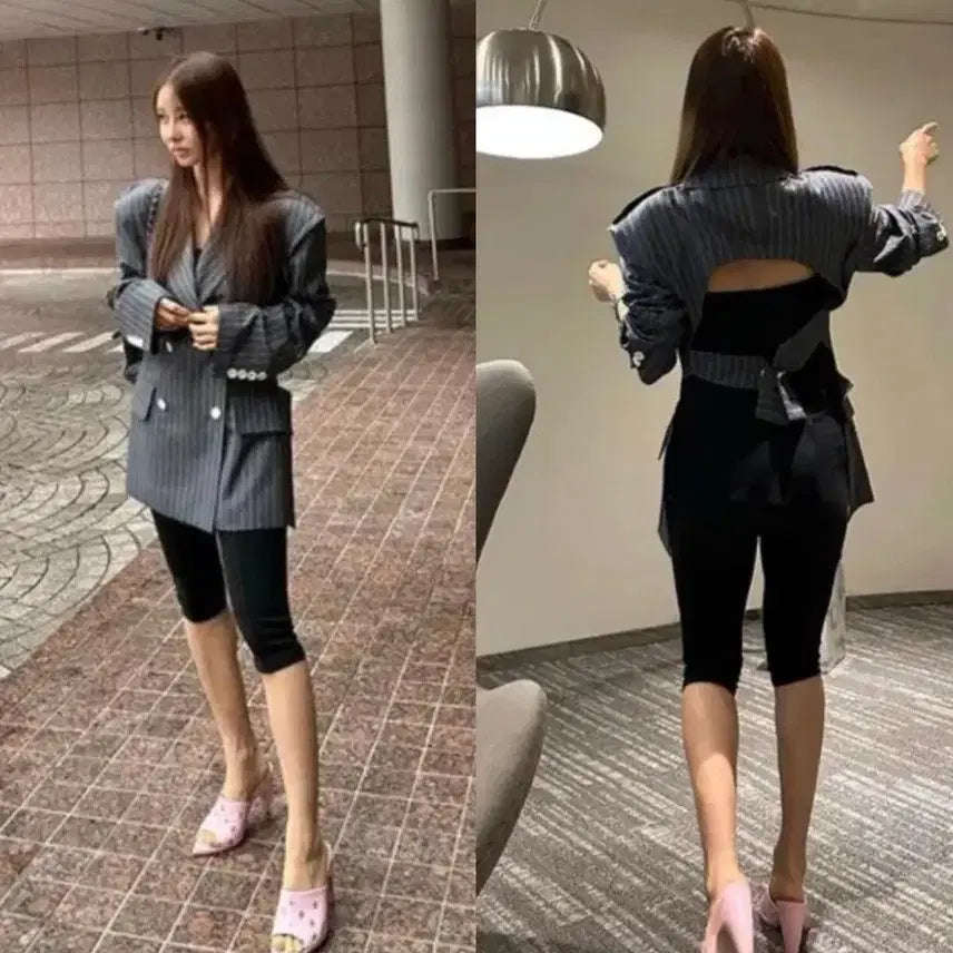 [BUNJANG] Kang Sisters 7/10 Biker Leggings Black / 강자매 바이커 레깅스 7부