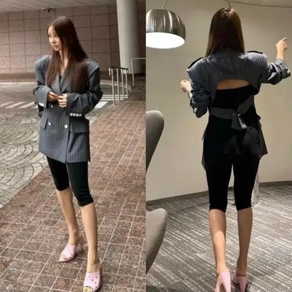 [BUNJANG] Kang Sisters 7/10 Biker Leggings Black / 강자매 바이커 레깅스 7부