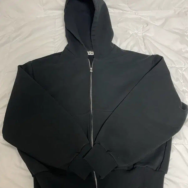 [BUNJANG] Coour Original Cotton Essential Zip-Up Black L Size / 오리지널 쿠어 코튼 에센셜 집업 블랙 L size