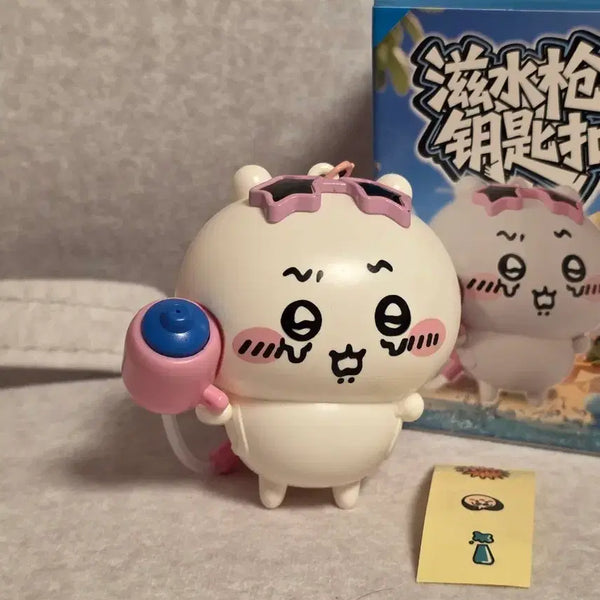 [BUNJANG] Chiikawa Water Gun Keychain Figure Doll Sticker Set (Usagi, Hachiwari, Momonga) / 새상품) 치이카와 물총 키링 피규어 인형 스티커 하치와레 우사기 모몽가