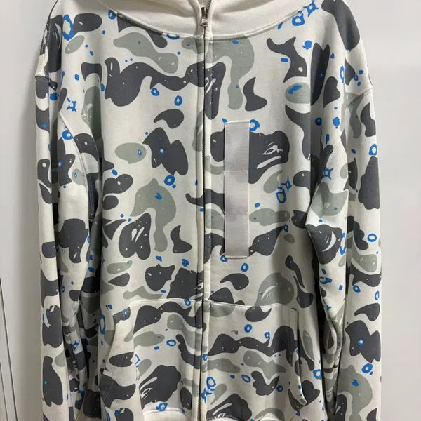 [BUNJANG] BAPE Camo Zip-Up Hoodie White / 베이프 카모 집업 후드 화이트