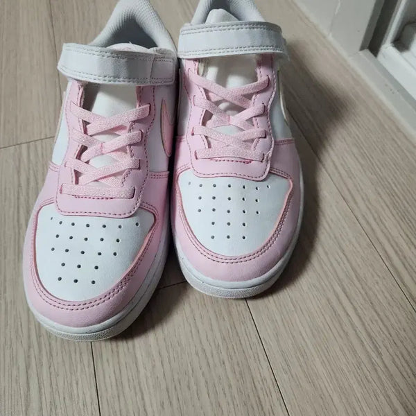 [BUNJANG] Nike Air Force 1 Kids Pink White Velcro Sneakers / 나이키 에어포스 1 키즈 핑크 화이트