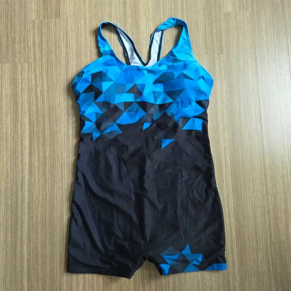 [BUNJANG] Geometric Pattern Square Leg Swimsuit - Size 105 / 새제품) 사각원피스 수영복. 105