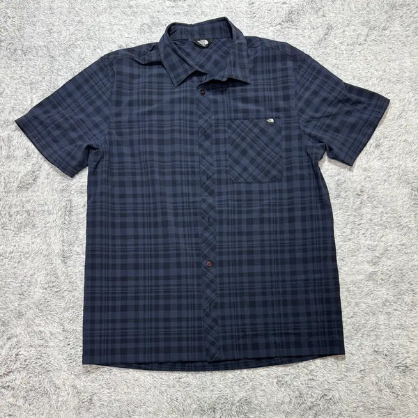 [BUNJANG] The North Face Navy Check Short Sleeve Shirt (Size 100) / 노스페이스 반팔 체크 남방 네이비(100)