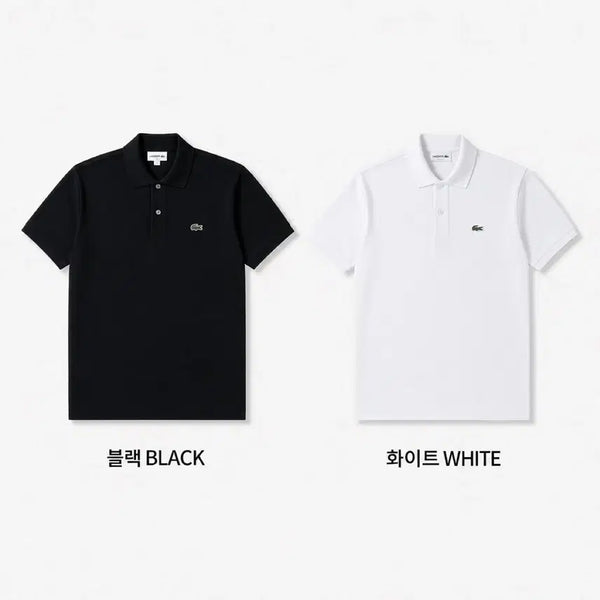 [BUNJANG] Lacoste Short Sleeve Polo Shirt Black/White Sealed New / 라코스테 반팔 카라티 블랙/화이트 미개봉 새상품