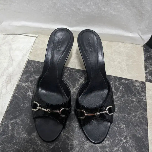 [BUNJANG] Gucci Black Leather Sandals Heels / 구찌샌들구두