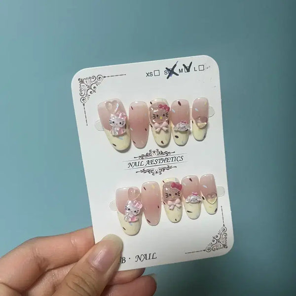 [BUNJANG] Hello Kitty M Size Nail Tips / 헬로키티 네일팁 m사이즈