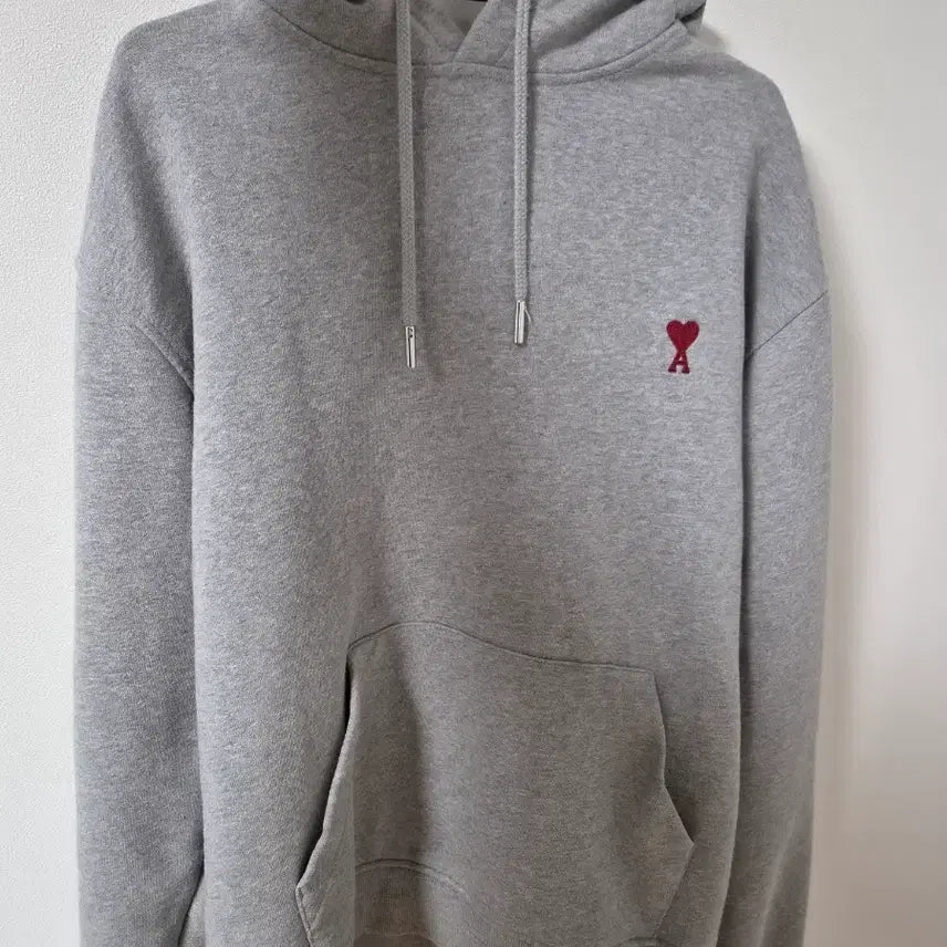 [BUNJANG] AMI Signature Heart Logo Grey Hoodie (M) / 백화점판 아미 후드티 회색 m이랑 교신선호
