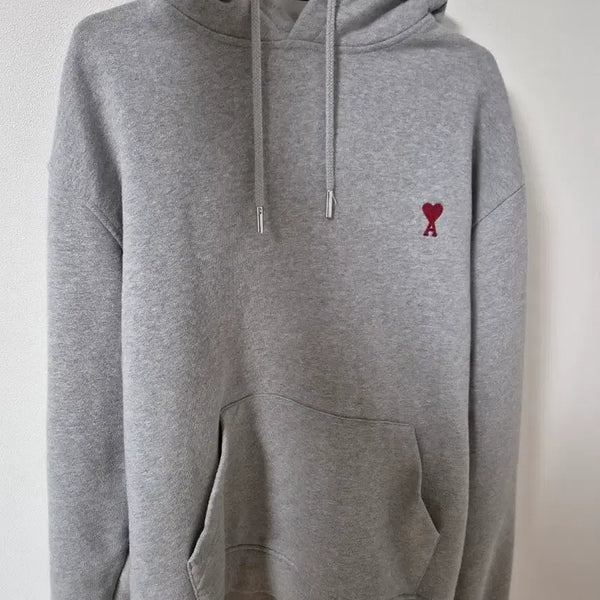 [BUNJANG] AMI Signature Heart Logo Grey Hoodie (M) / 백화점판 아미 후드티 회색 m이랑 교신선호