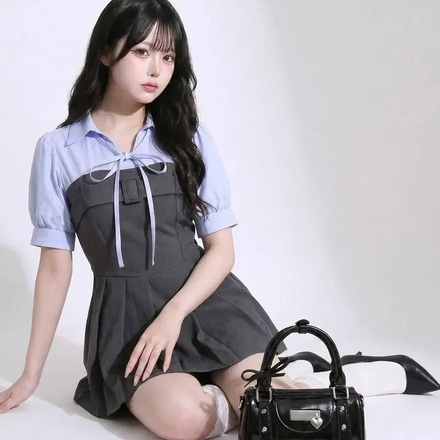 [BUNJANG] Dear My Love Rose Docking Short Sleeve Setup Set / 디어마이러브 로즈 디마럽 로즈 셔츠 도킹 반팔 셋업