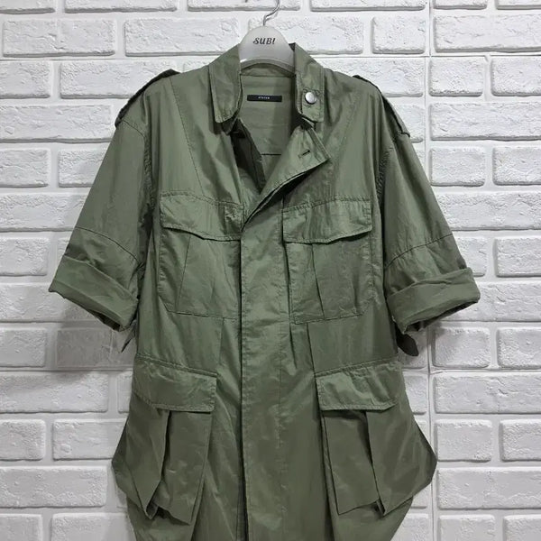 [BUNJANG] System Asymmetrical Short-Sleeve Jacket / 시스템 언발 반팔 야상55ㅡ66