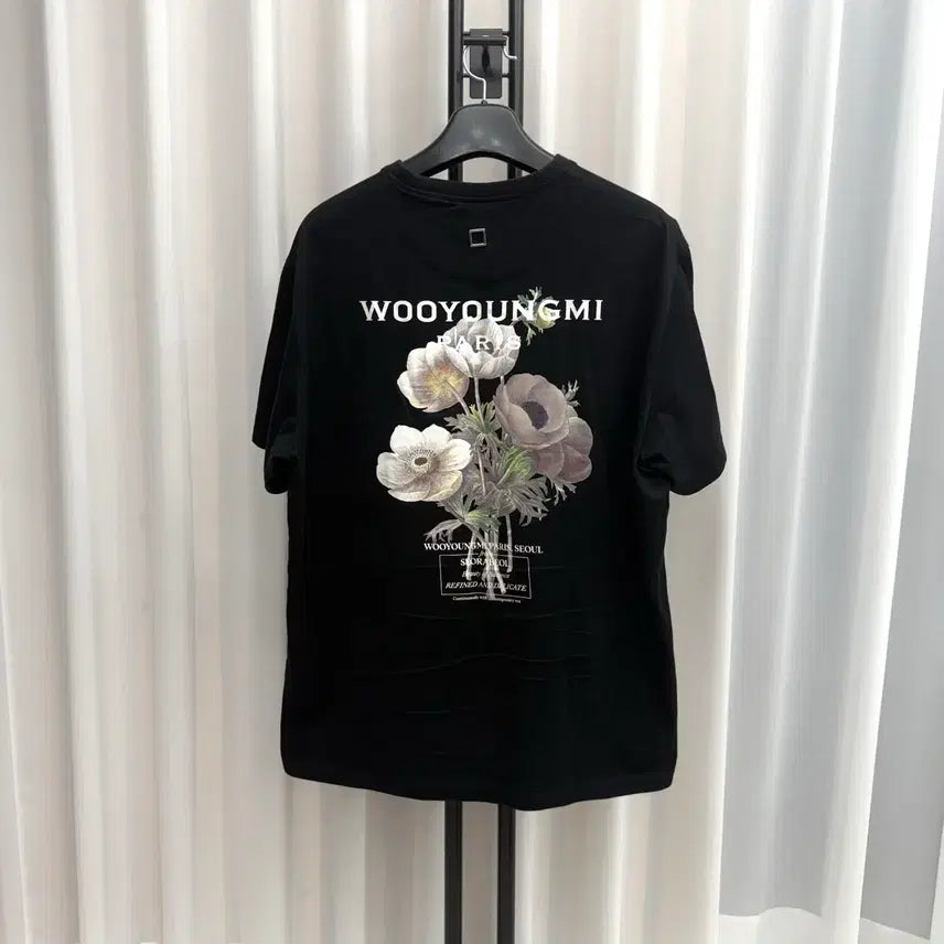 [BUNJANG] Wooyoungmi Flower Short Sleeve T-Shirt Black / [52] 우영미 플라워 반팔 블랙