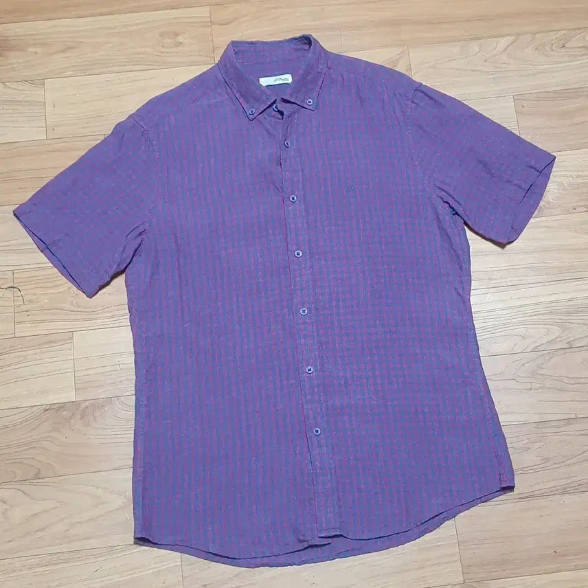 [BUNJANG] S.T. Dupont 100% Linen Classic Check Short Sleeve Shirt / Dupont  듀퐁  마100% 클래식 체크 반팔 셔츠 칭찬은고래도춤추게