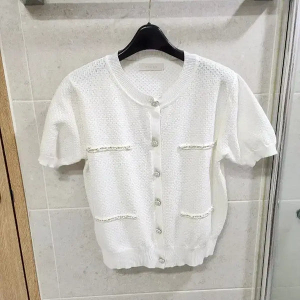 [BUNJANG] Beaded Knit Top / 비즈 보석 니트