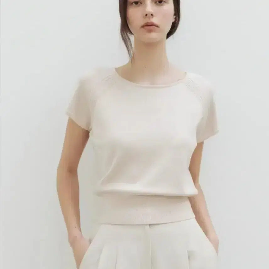 [BUNJANG] Sienne Venia Crop Knit Cream Size 1 / 시에 베니아 크롭 니트
