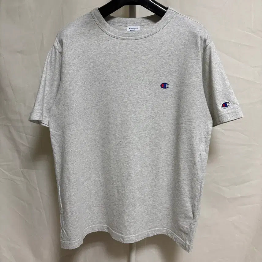[BUNJANG] Champion Basic Logo Crewneck T-Shirt - M (Melange Grey) / 챔피온 크루넥 베이직 로고 반팔티 / 멜란지그레이, M