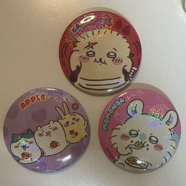 [BUNJANG] Chiikawa Mogumogu Can Badge Bundle Set (Chikawa, Racco, Momonga, Usagi, Hachiware) / 일괄) 먼작귀 모구모구 캔뱃지 치이카와 랏코 모몽가 우사기 하치와레