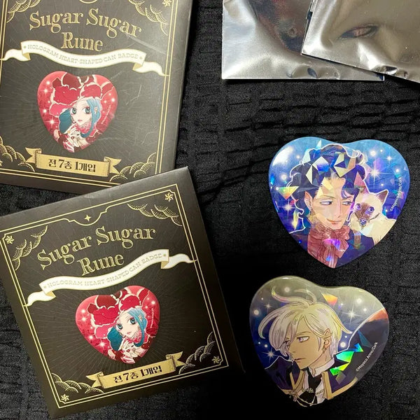 [BUNJANG] Shugashugagoon Popup Heart Can Badge Set - Pierre, Robin (Bundle Set) / 슈가슈가룬 팝업 하트 캔뱃지 피에르, 로빈 일괄